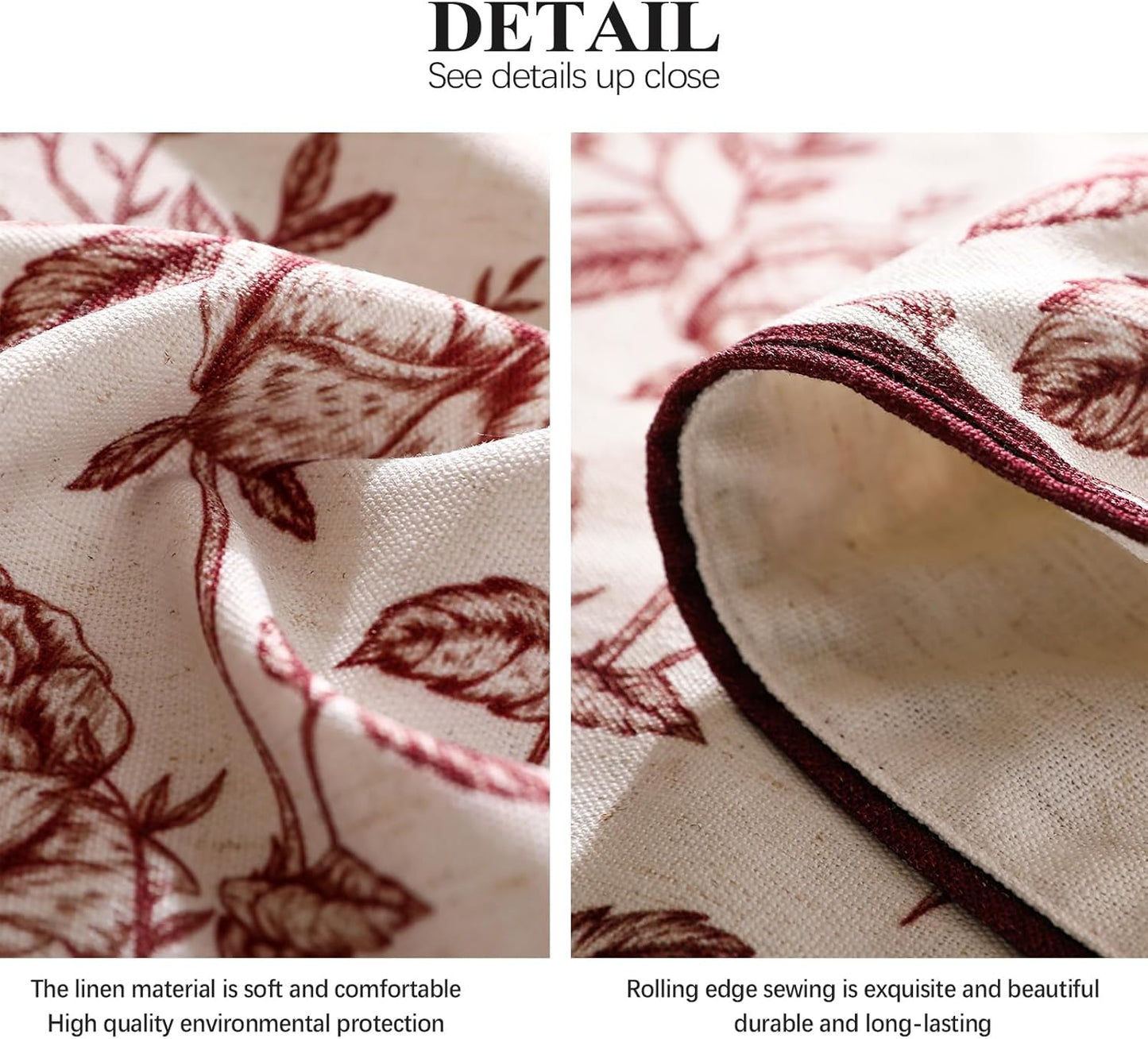 ISAENNE Designer Vintage Linen Square Tablecloth,Red Floral Pattern Linen Stain Resistant Table Cloth,Decor Tablecloths for Dining Thanksgiving Kitchen Christmas Party,67"*67"-Harmony