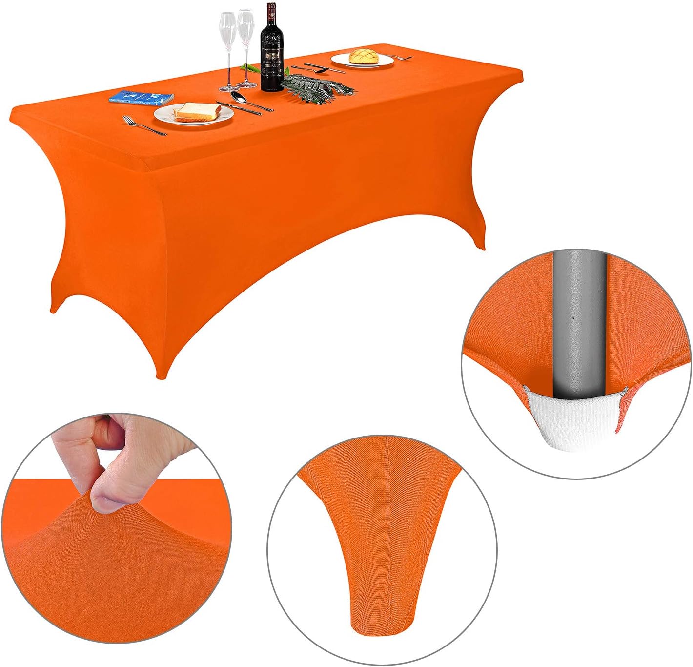 LZY Spandex Fitted Stretch Table Cover for 6 ft or 4ft or 8ft Folding Table, Rectangular Cocktail Tablecloth, Perfect for Party or Banquet