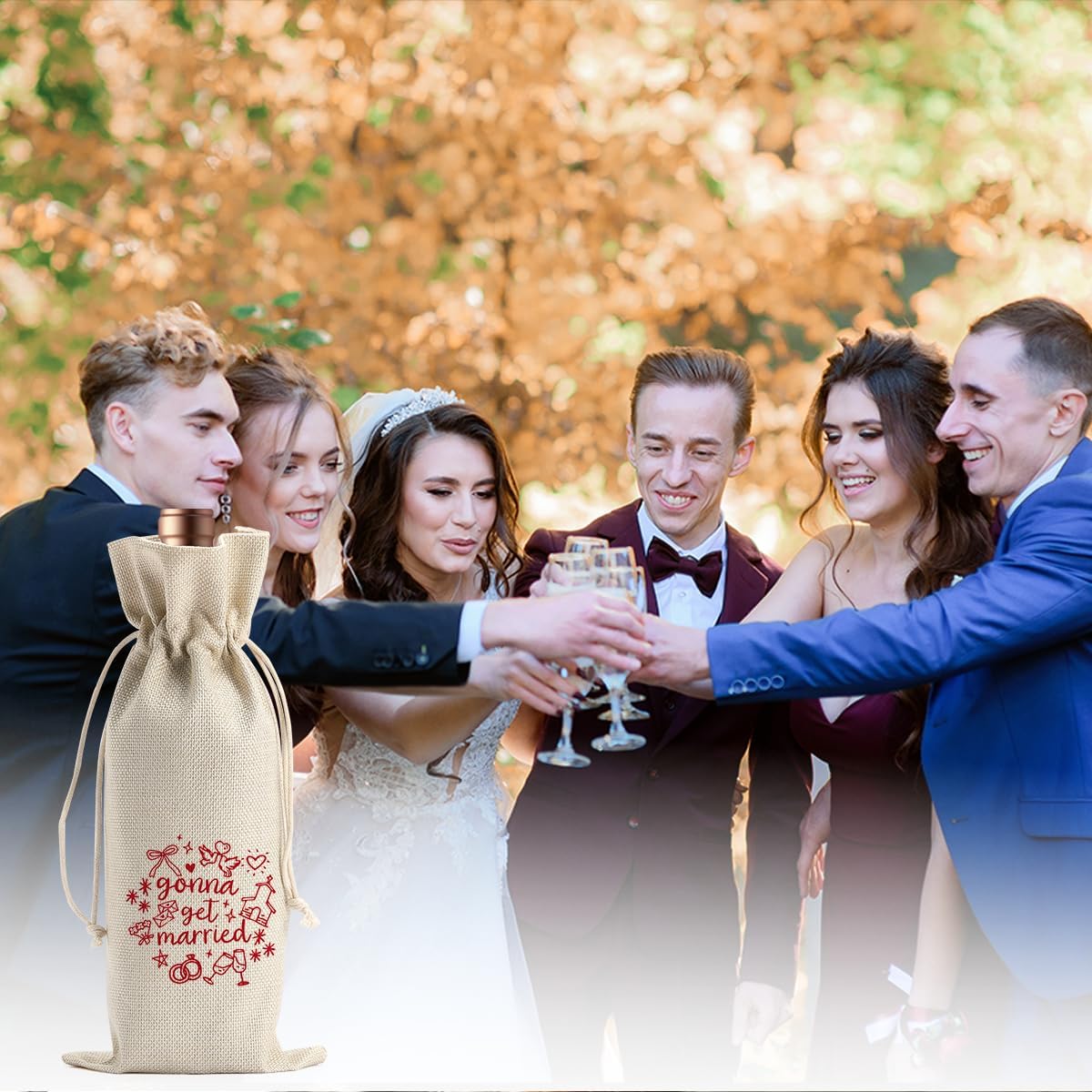 Engagement Wine Gift Bag Wedding Engaged Gifts for Newlyweds Couple Women Men Bridal Shower Gifts for Bride and Groom Pairs Well with Wedding Planning Gonna Get Married Wine Bags