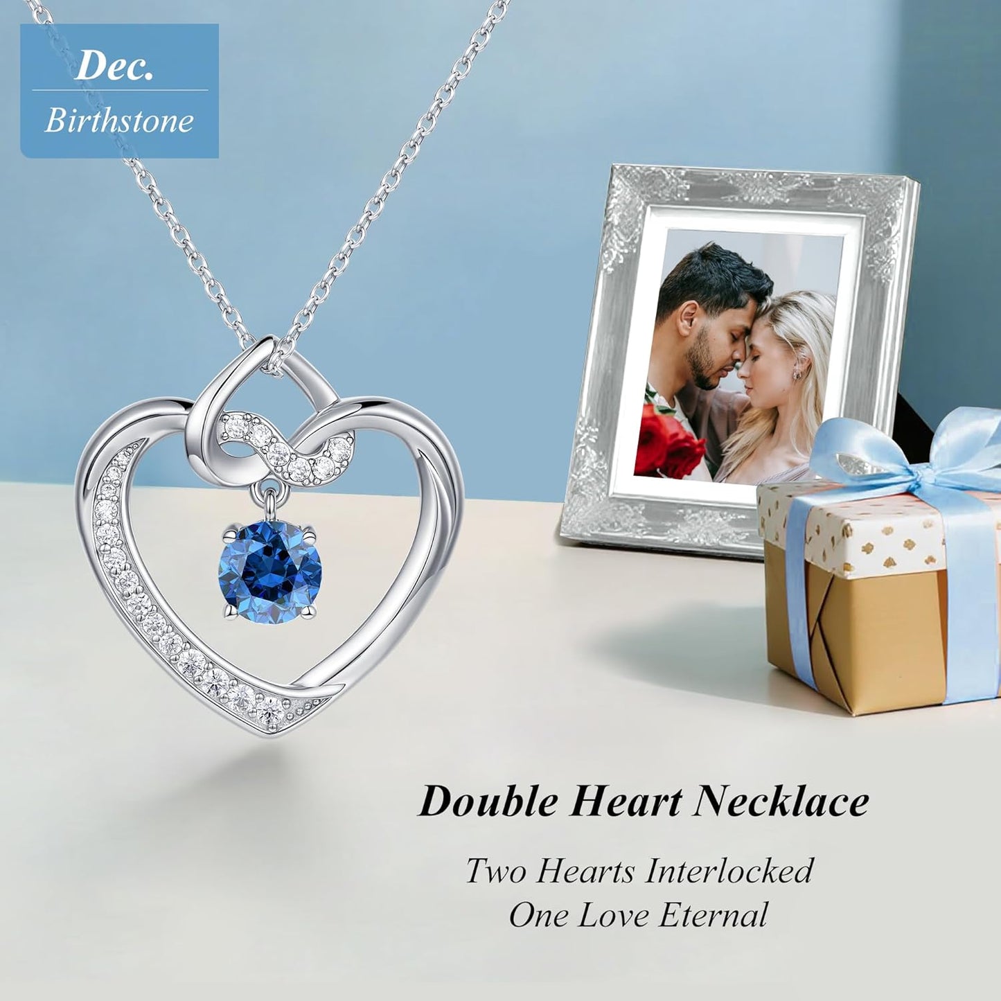 Heart Birthstone Necklaces Gifts for Women Wife, Jewelry for Women Wedding Anniversary Birthday Gifts for Wife Girlfriend Mom Christmas Valentines Gifts S925 Sterling Silver