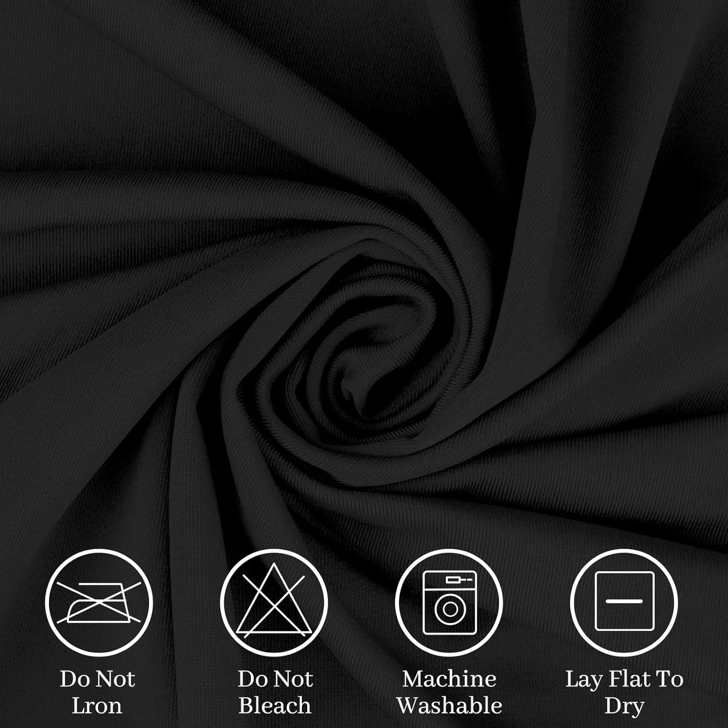 Spandex Table Cover 4 ft. Fitted Polyester Tablecloth Stretch Table Cover Table Topper Open Back - Black