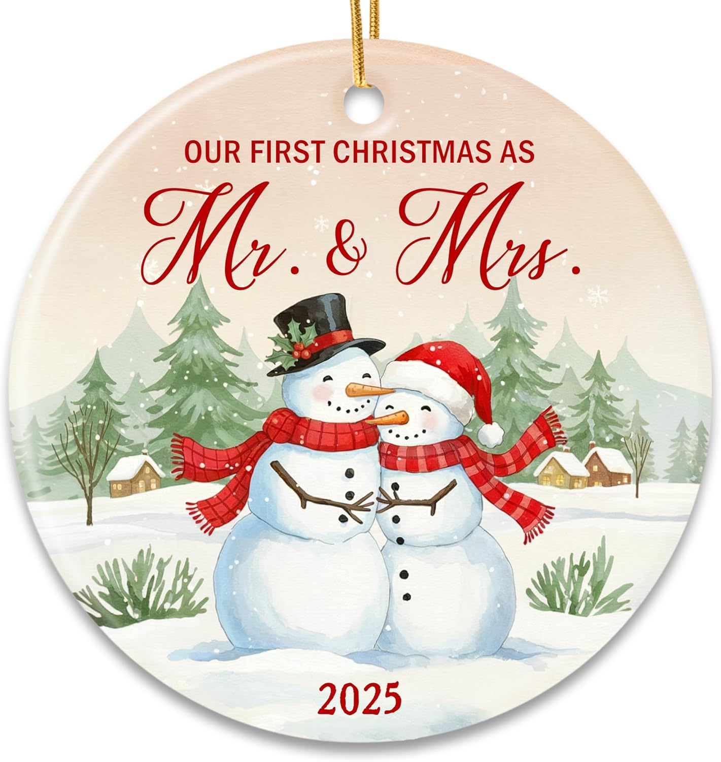 ZAGKOO First Christmas Married Ornament 2025 - Mr and Mrs Gifts, Wedding Gifts for Couples, Wedding Gift for Newly Wed, Just Married, Bride, Bridal Gift Ideas - 1st Snowman Ornament Decoration