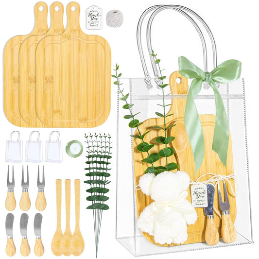 4 Set Baby Shower Game Prizes for game winners adults, Bamboo Mini Charcuterie Boards with Spoon Fork Towel & Gift Bags, Bridal Shower Prizes Gifts for Guests - All-in-One Adult Party Favors