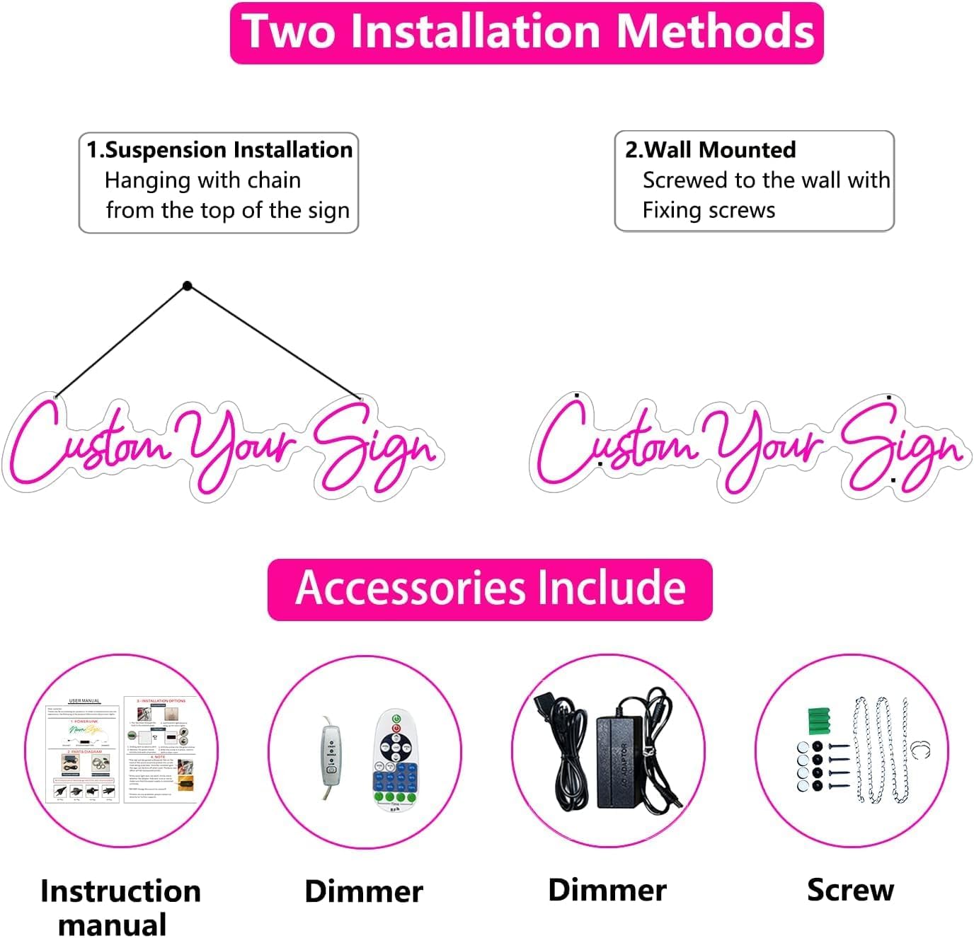 Custom Neon Signs for Wall Decor Customizable LED Neon Light Name Signs for Bedroom Wedding Birthday Business Personalized Light up Sign Pink Sign Boy Girl Decoration