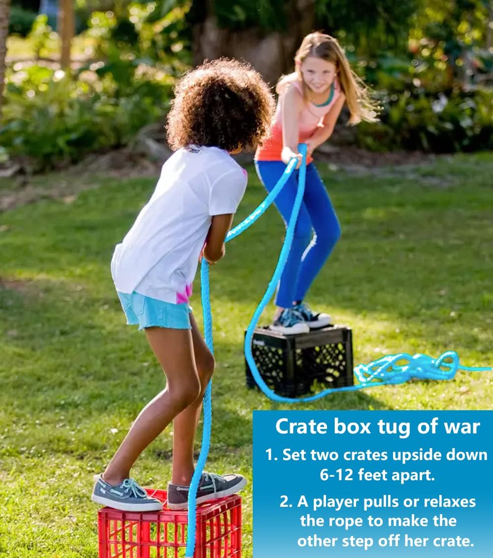 CWLAKON Tug of War Rope for Kids and Adults, Field Day Family Reunion Birthday Party Games, Outdoor Camping Picnic Games, Backyard Carnival Games,Team Building Activities Blue