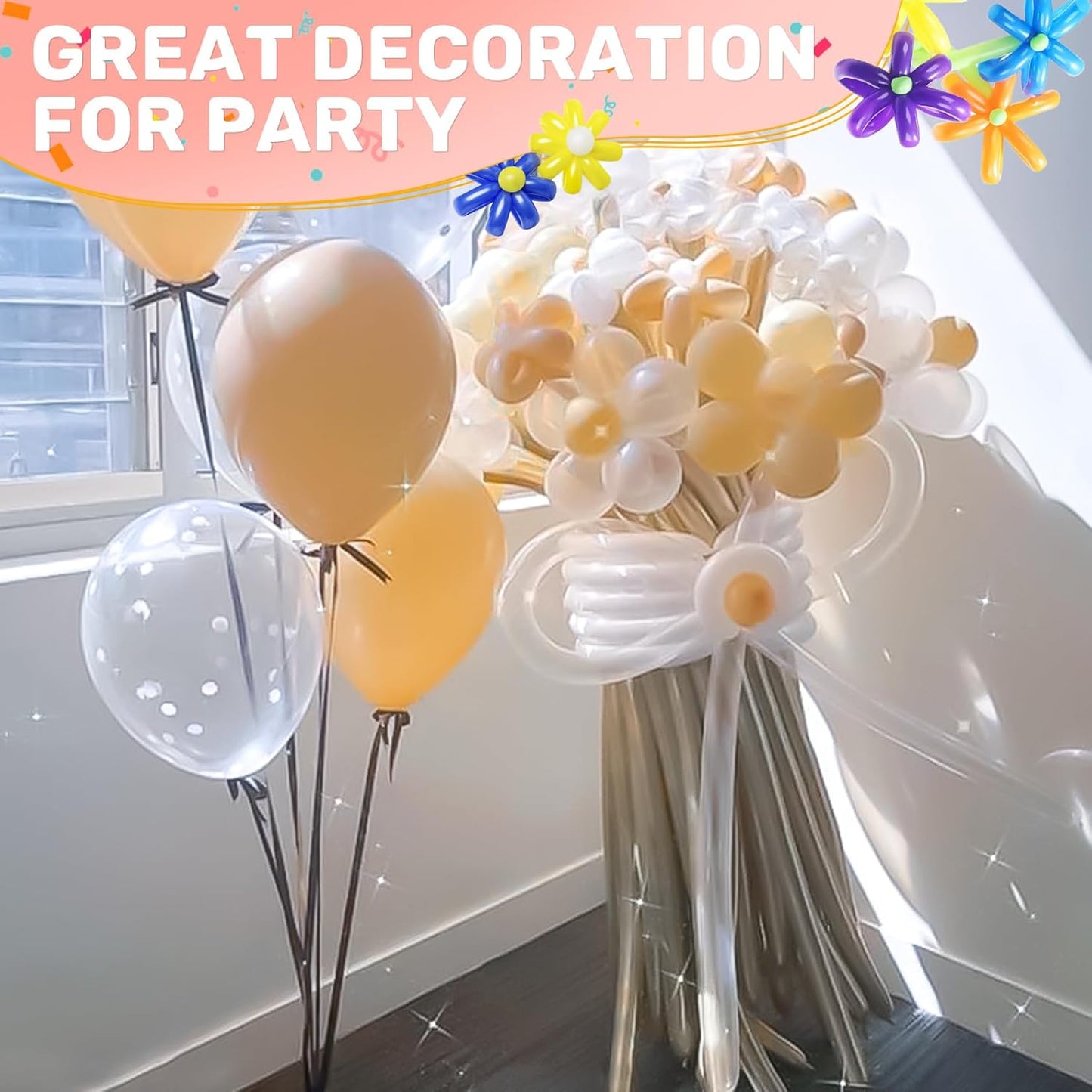 MAQIHAN 100PCS 260 Balloons Clear - Long Clear Balloon for Tying Balloon Arch Globos 260q Transparentes Long Skinny Balloon for Animals Twisting Modeling Balloons Birthday Party Decoration