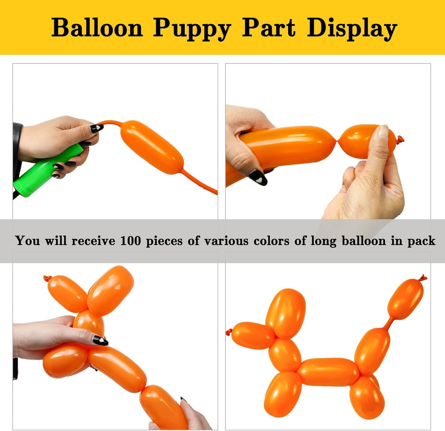 ASIYUHY 260 long balloons 100 Pack Twisting Animal Balloons Assorted Color Thickening Latex Modeling Long Magic Balloons for Animal Shape Birthday Weddings Christmas Party Decoration