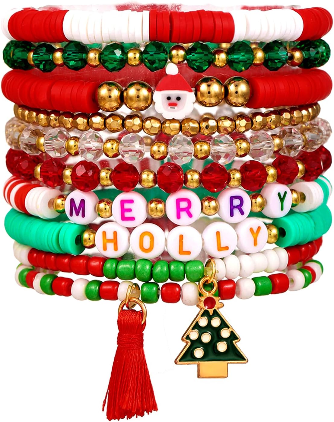 Heishi Surfer Clay Bead Bracelets Set for Women - Preppy Smile Evil Eye Beaded Stretch Bracelets Elastic Layering Friendship Bracelets- Stackable Boho Disc Summer Jewelry Set