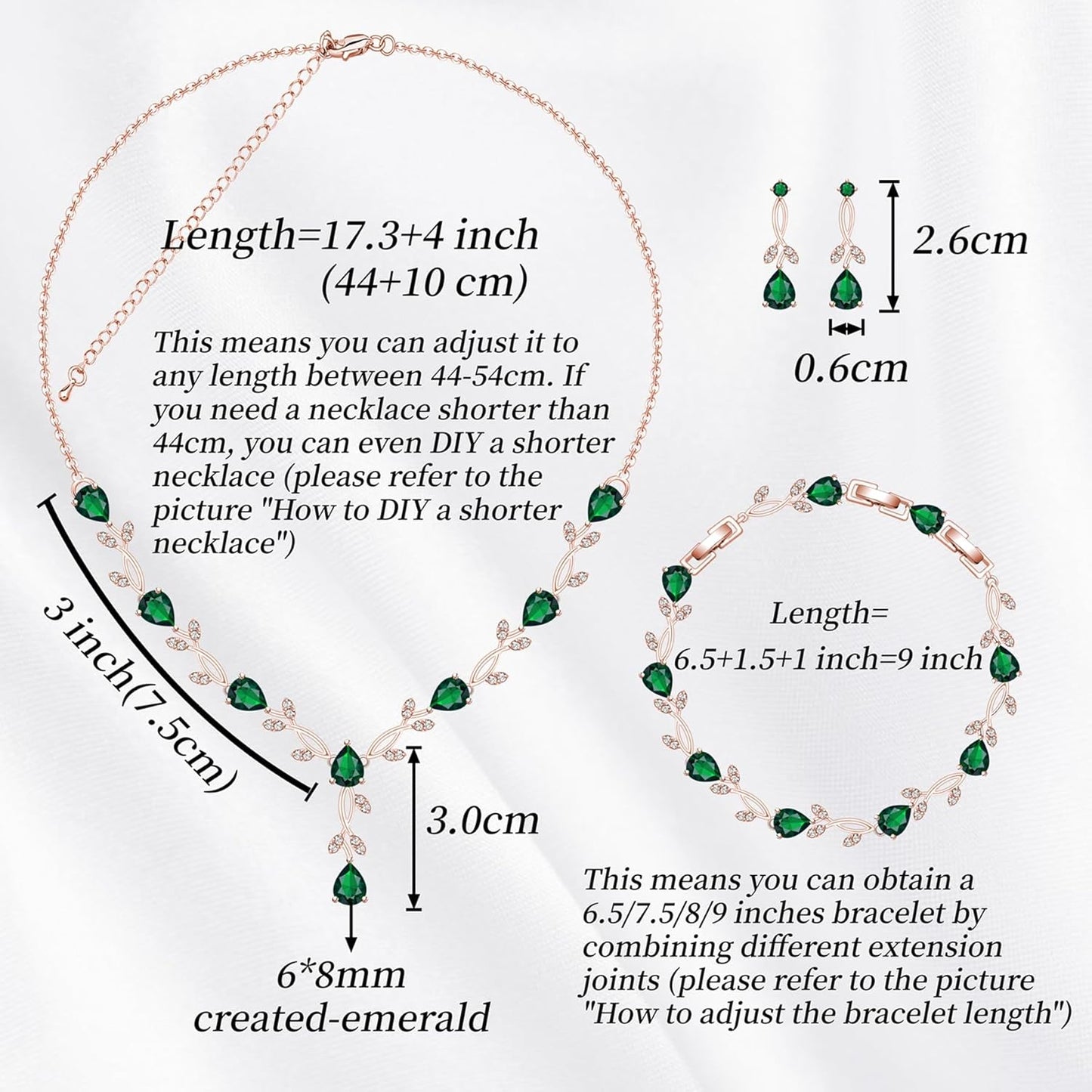 GZWHD Wedding Jewelry Sets for Bride Bridesmaid Women Cubic Zirconia Necklace Earrings Bracelet Set Gift for Mother Friend Wife Daughter Sister Party Prom Jewelry