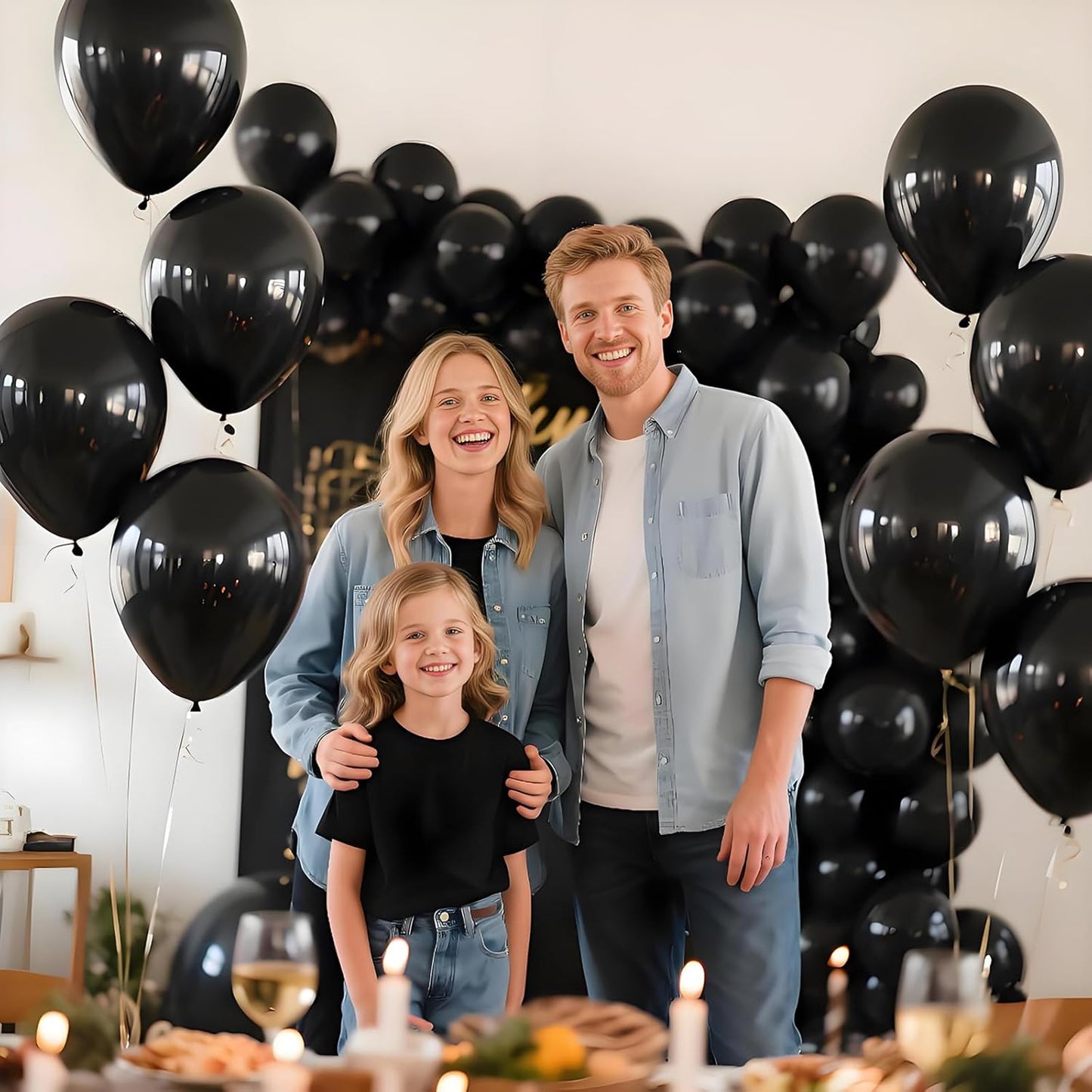 KAWKALSH Black Balloon 110pcs, 12 Inch Thickened Latex Party Balloons Helium Bright Color for Birthday Baby Shower Wedding Party Supplies Arch Garland Decoration