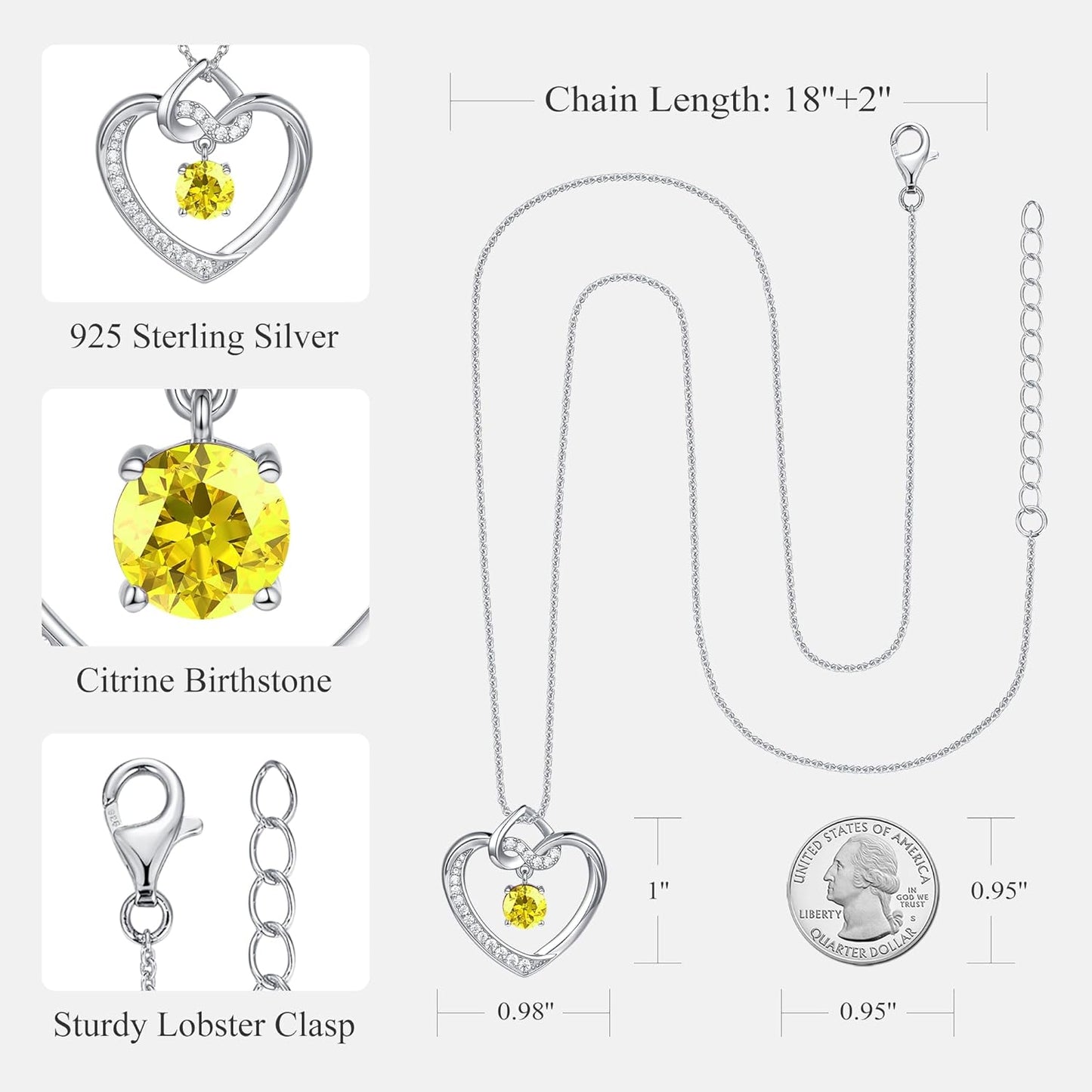 Heart Birthstone Necklaces Gifts for Women Wife, Jewelry for Women Wedding Anniversary Birthday Gifts for Wife Girlfriend Mom Christmas Valentines Gifts S925 Sterling Silver