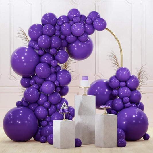 PartyWoo Dark Purple Balloons 128pcs Different Sizes of 18 12 10 5 Inch Royal Purple Balloon Arch Kit Garland for Birthday Baby Shower Graduation Anniversary Bachelorette Party Decorations Purple-Y16