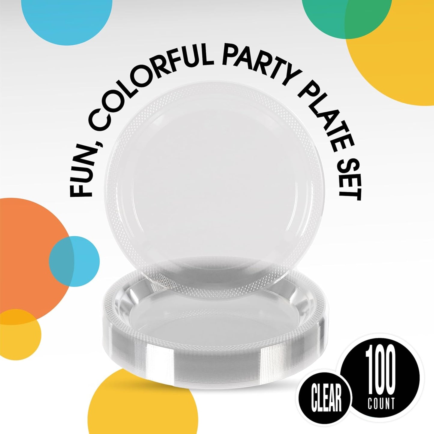 Exquisite Party Solids Clear Plastic Plates For Party 10" Clear Disposable Plates Heavy Duty 100 Pcs Plastic Dinnerware Sets Heavy Duty 350 GSM Disposable Dinnerware Set