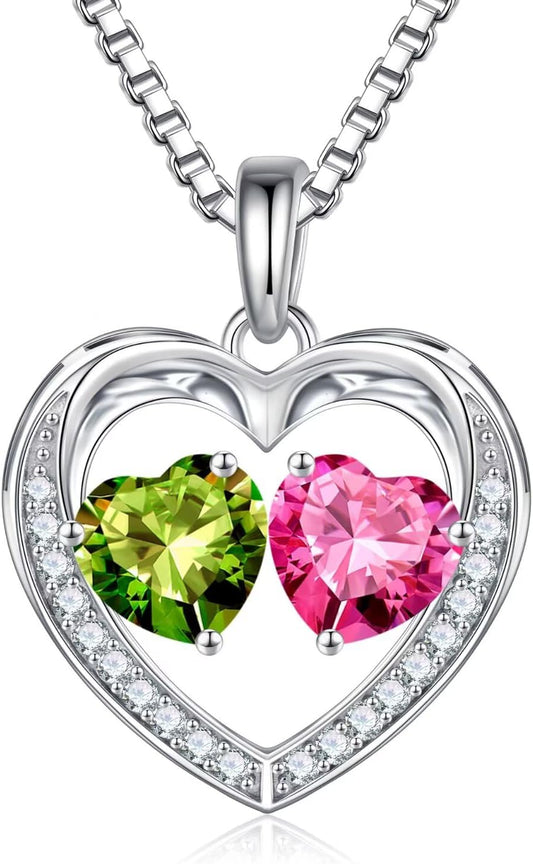 Iefil Christmas Gifts for Wife - 925 Sterling Silver Birthstone Necklace, Anniversary Birthday Gifts for Women, Stocking Stuffers for Women Wife Mom Daughter