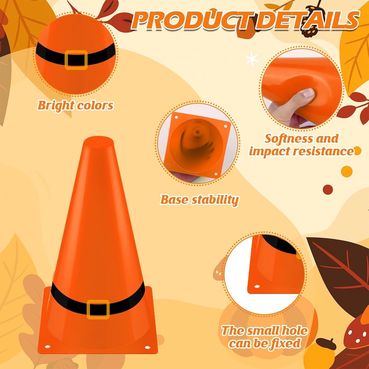 24 PCS Fall Festival Thanksgiving Ring Toss Game Kit 6 Orange Black Cones 18 Toss Rings - Outdoor/Indoor Carnival Party for School, Family Party Favors & Throwing Toy