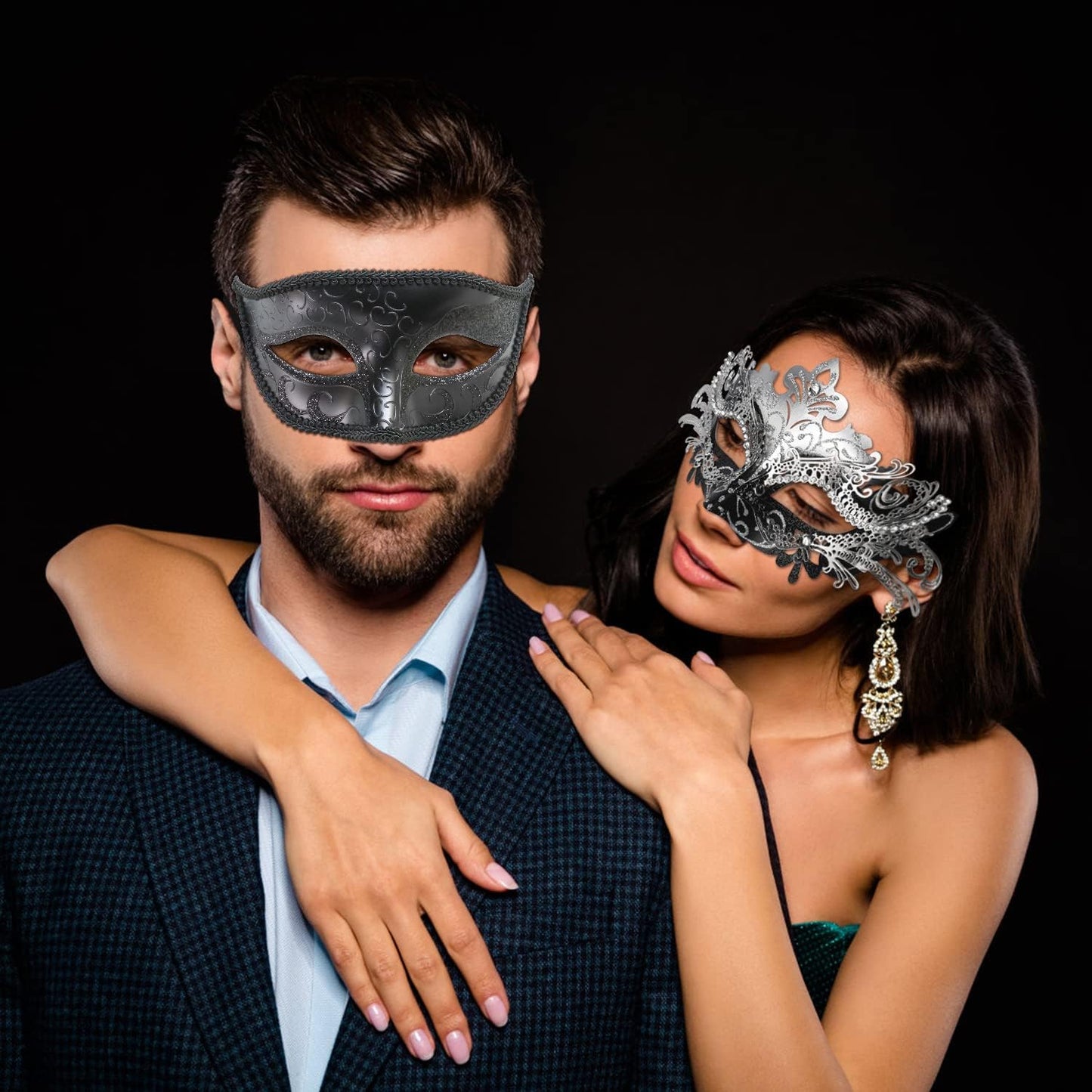 Coddsmz Couple Masquerade Mask Set - Venetian & Mardi Gras Mask for Women & Men