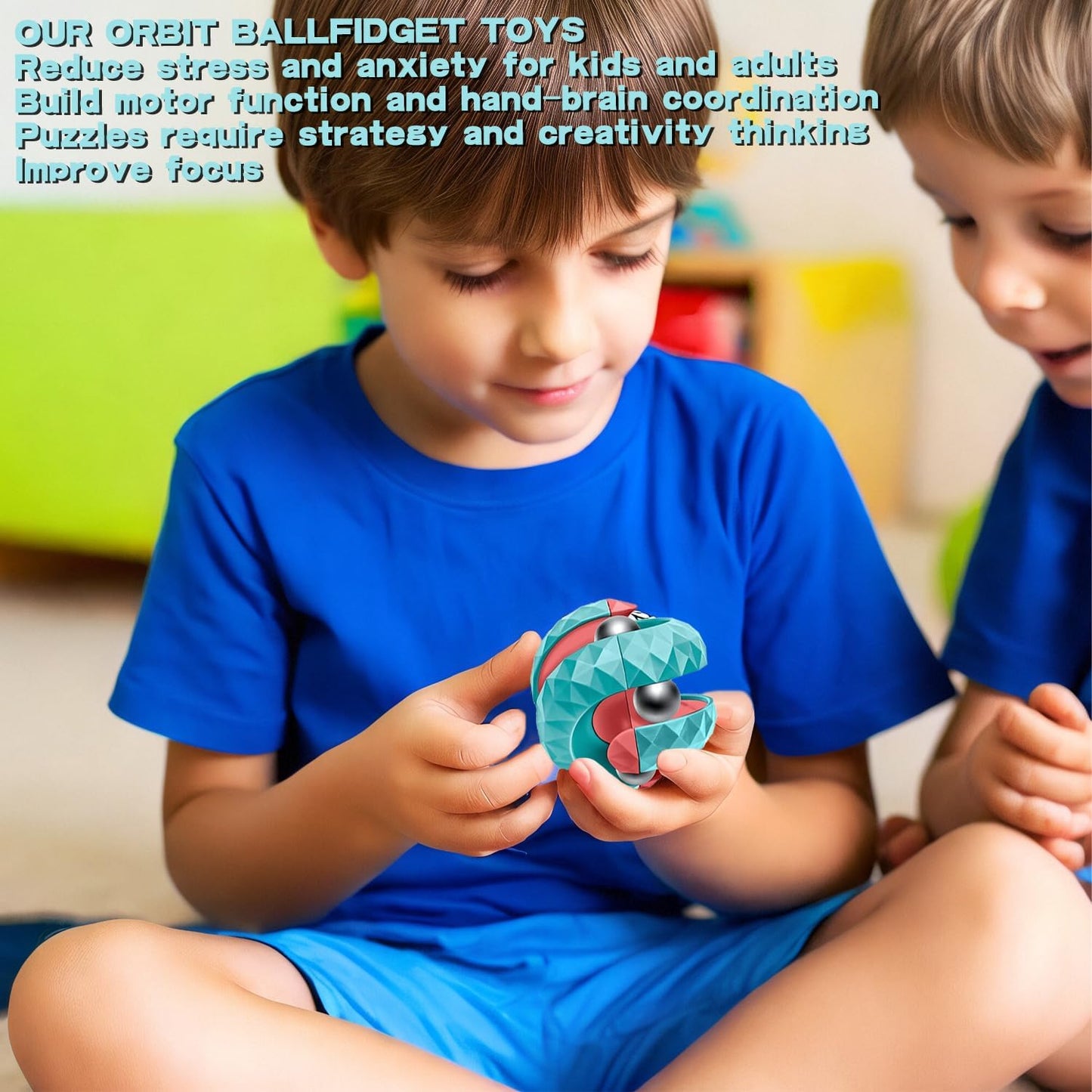 6 Pack Orbit Ball Toy, Fidget Cubes Top Spinning Toy, Great Party Favor Gifts & Creative Decompress Toys, Puzzle Games as Stress Relief Gifts for ADHD Kids Children's Day Gifts