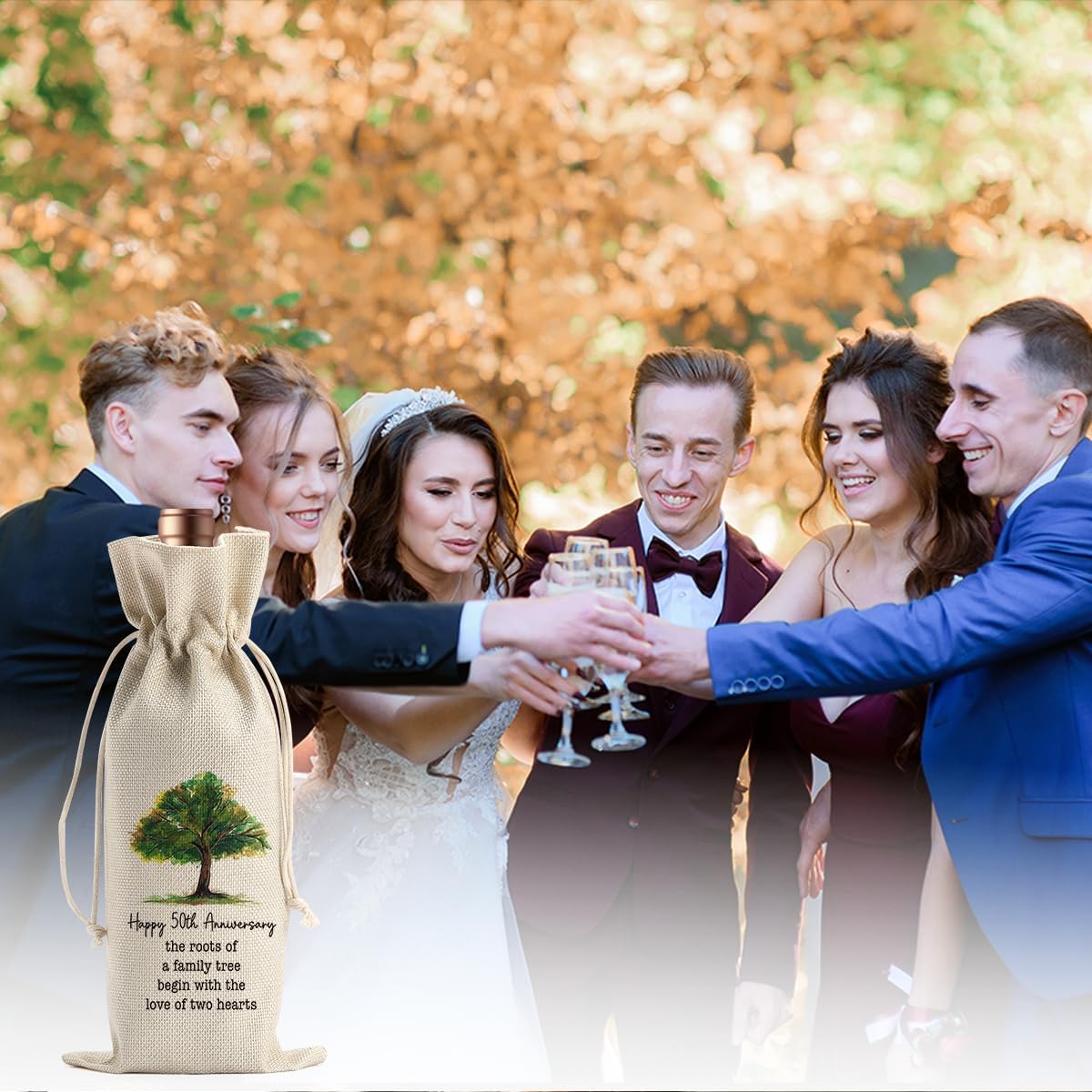 Gifts for 50th Anniversary for Couple Parents Husband Wife Vow Renewal Golden Wedding Anniversary Wine Gift Bag