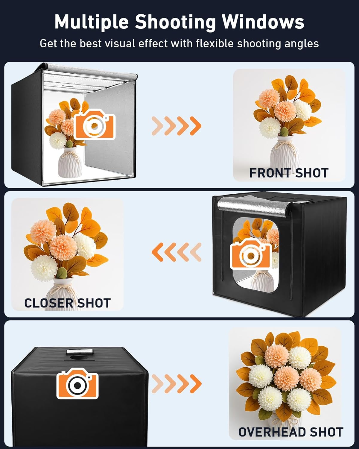 DUCLUS Photo Light Box 24x24 inch, Portable Shooting Tent Kit, Professional Dimmable Photo Studio Light Box with 100 LED Beads & 6 Color Backdrops for Jewelry and Food Items Product Photography