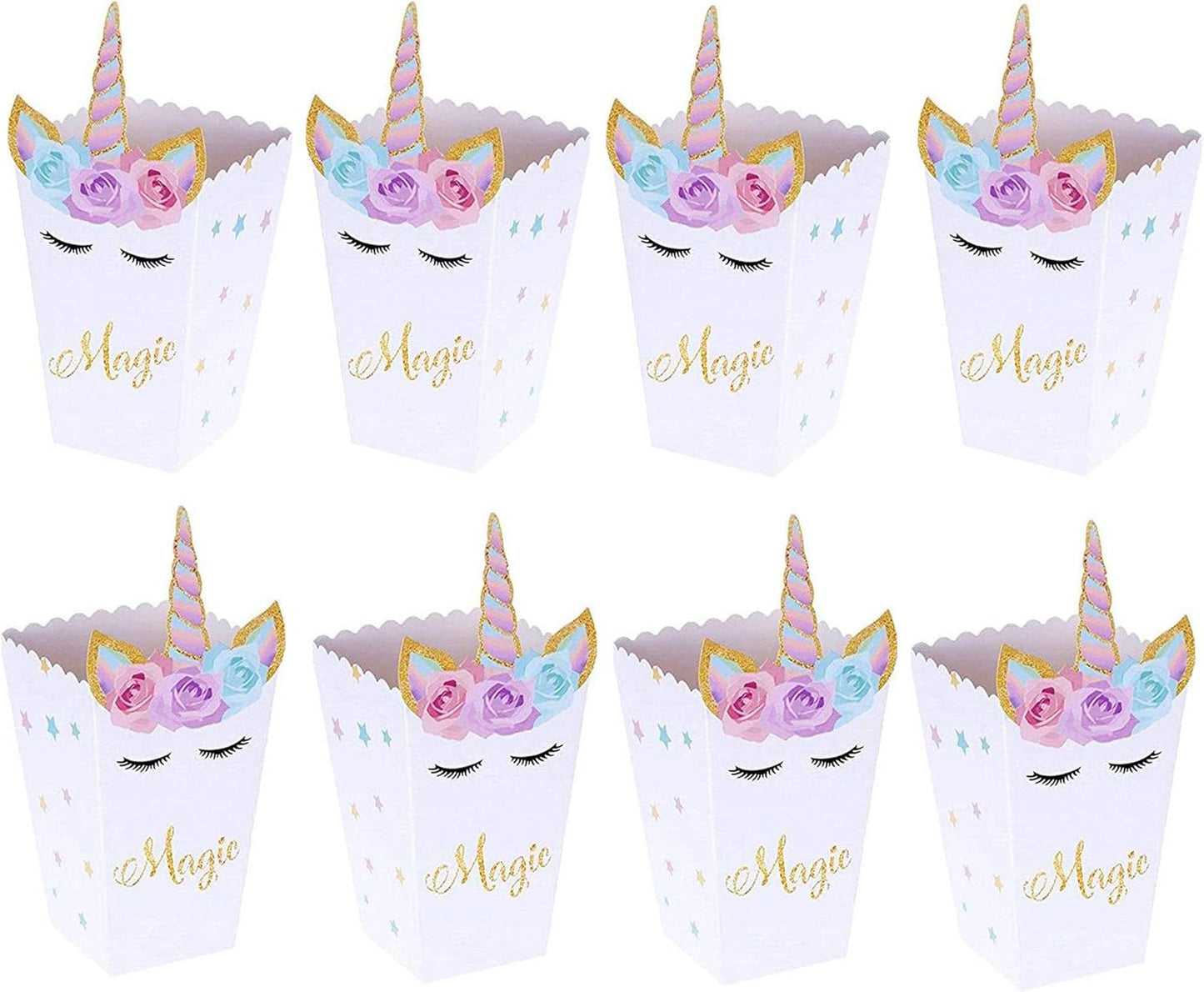 Sumerk 12 Pack Unicorn Popcorn Boxes Snack Boxes Candy Boxes Unicorn Party Favor Boxes Party Food Cookie Containers Baby Shower Birthday Party Decorations Supplies