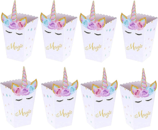 Sumerk 12 Pack Unicorn Popcorn Boxes Snack Boxes Candy Boxes Unicorn Party Favor Boxes Party Food Cookie Containers Baby Shower Birthday Party Decorations Supplies
