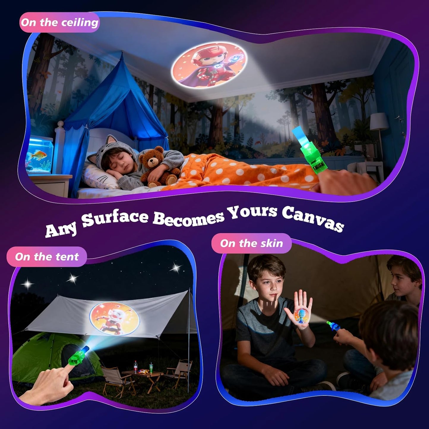 Superhero Finger Lights, 24 PCS Glow in the Dark LED Flashlights Hero Theme Party Favors, Bulk Fun Light Up Toys for Halloween Trick or Treats, Classroom Rewards, Party Goodie Bag Fillers & Kids Gifts