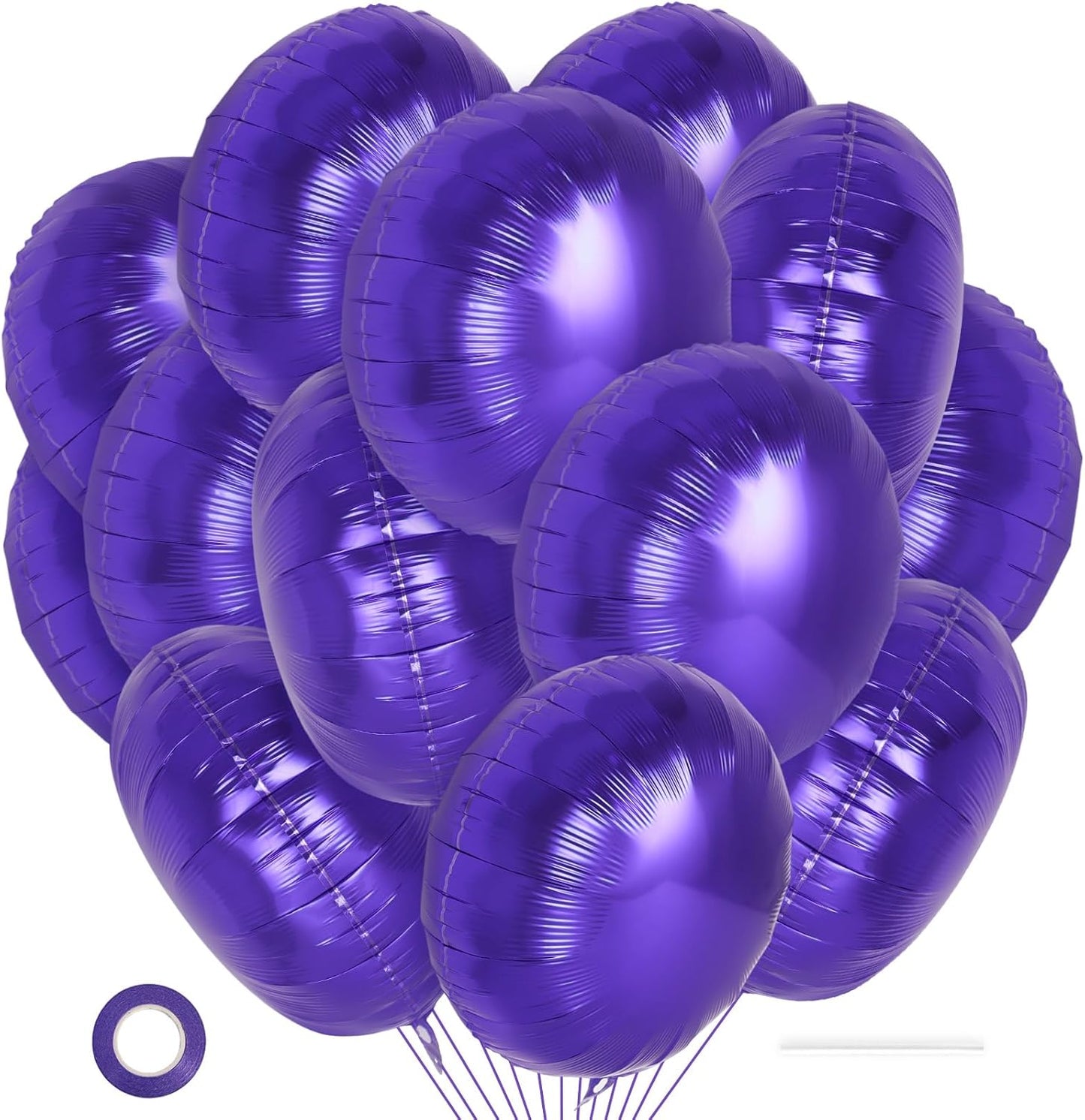20 Pcs Purple Round Shaped Balloons,18 Inch Round Foil Balloon,Giant Round Mylar Balloon Helium Balloons for Birthday Party Baby Shower Wedding Decorations (Purple)