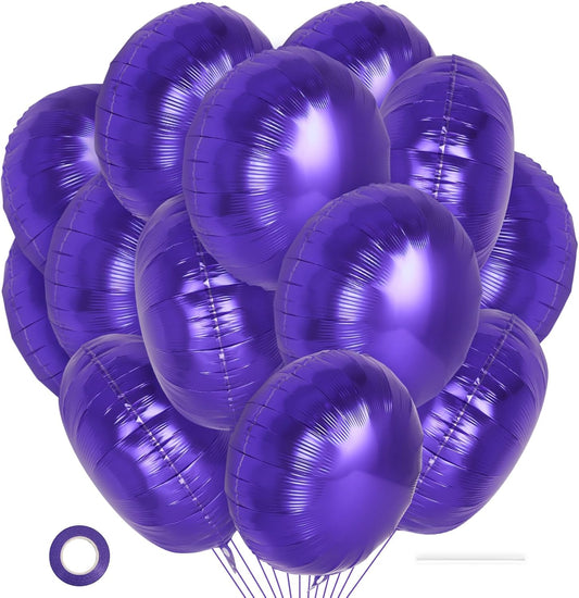 20 Pcs Purple Round Shaped Balloons,18 Inch Round Foil Balloon,Giant Round Mylar Balloon Helium Balloons for Birthday Party Baby Shower Wedding Decorations (Purple)