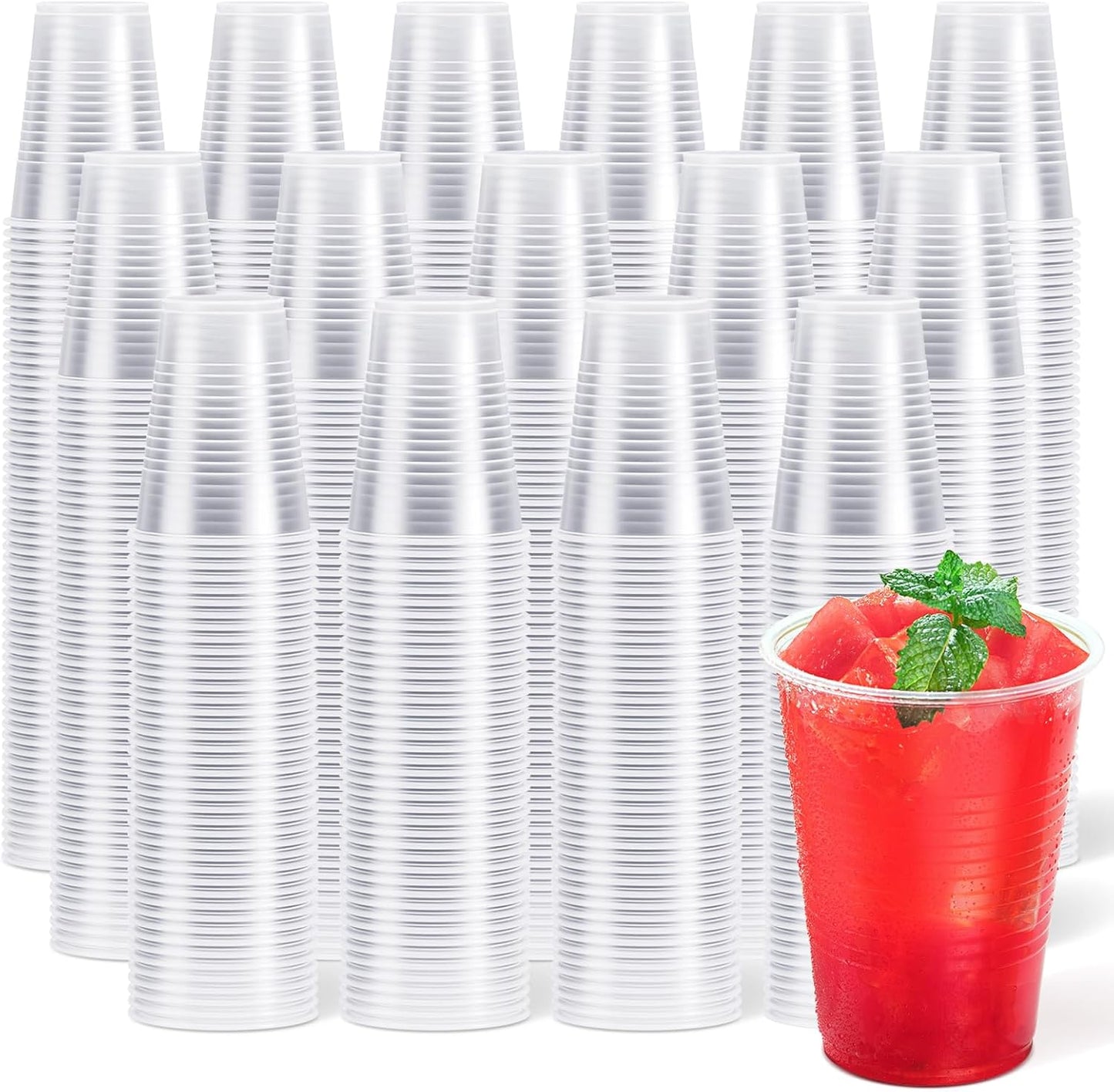 JOLLY CHEF 𝟏𝟐𝟎𝟎 𝐏𝐚𝐜𝐤 9 oz Clear Plastic Cups,9 Ounce Small Disposable Cups, Cold Party Drinking Tumblers for Tasting, Drinking and Party