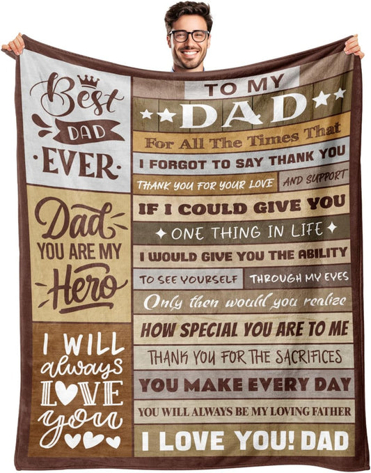 Gifts for Dad from Daughter Son - Birthday Gifts for Dad - Christmas Blanket Gift for Dads - Best Dads Ever Gift - Cool Dad's Birthday Present - Funny Present for Father - Throw Blanket 50" x 60"