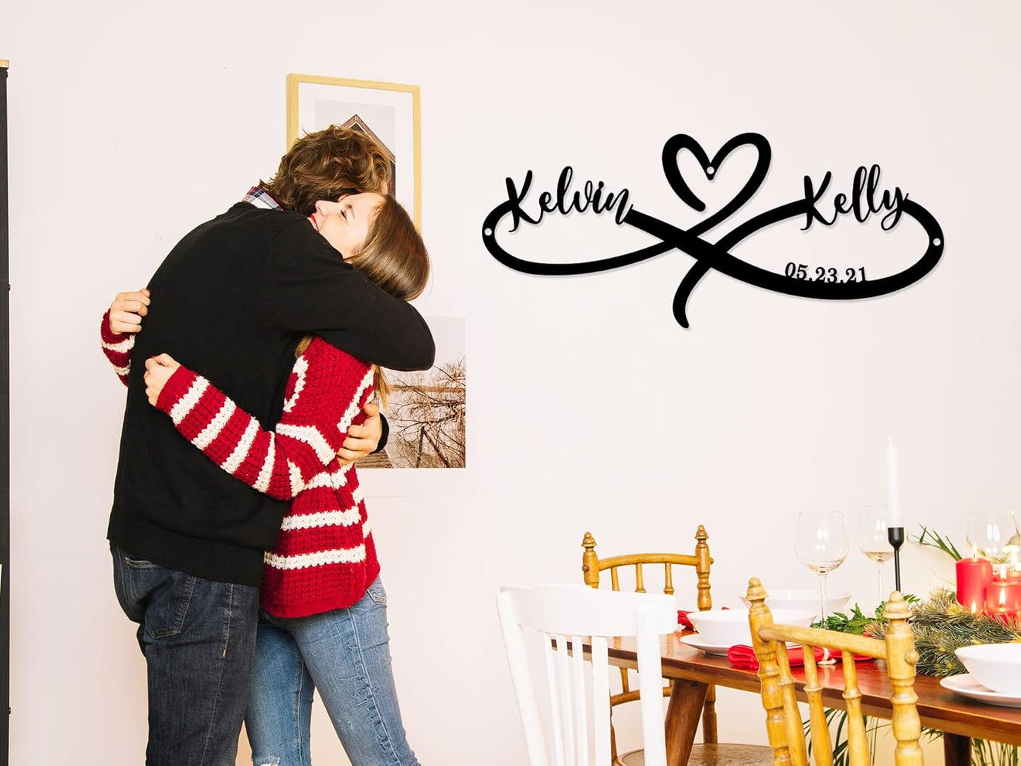 Personalized Infinity Signs with Couple Name - Metal Name Signs for Wedding Gifts, Engaged Couples & Newlyweds