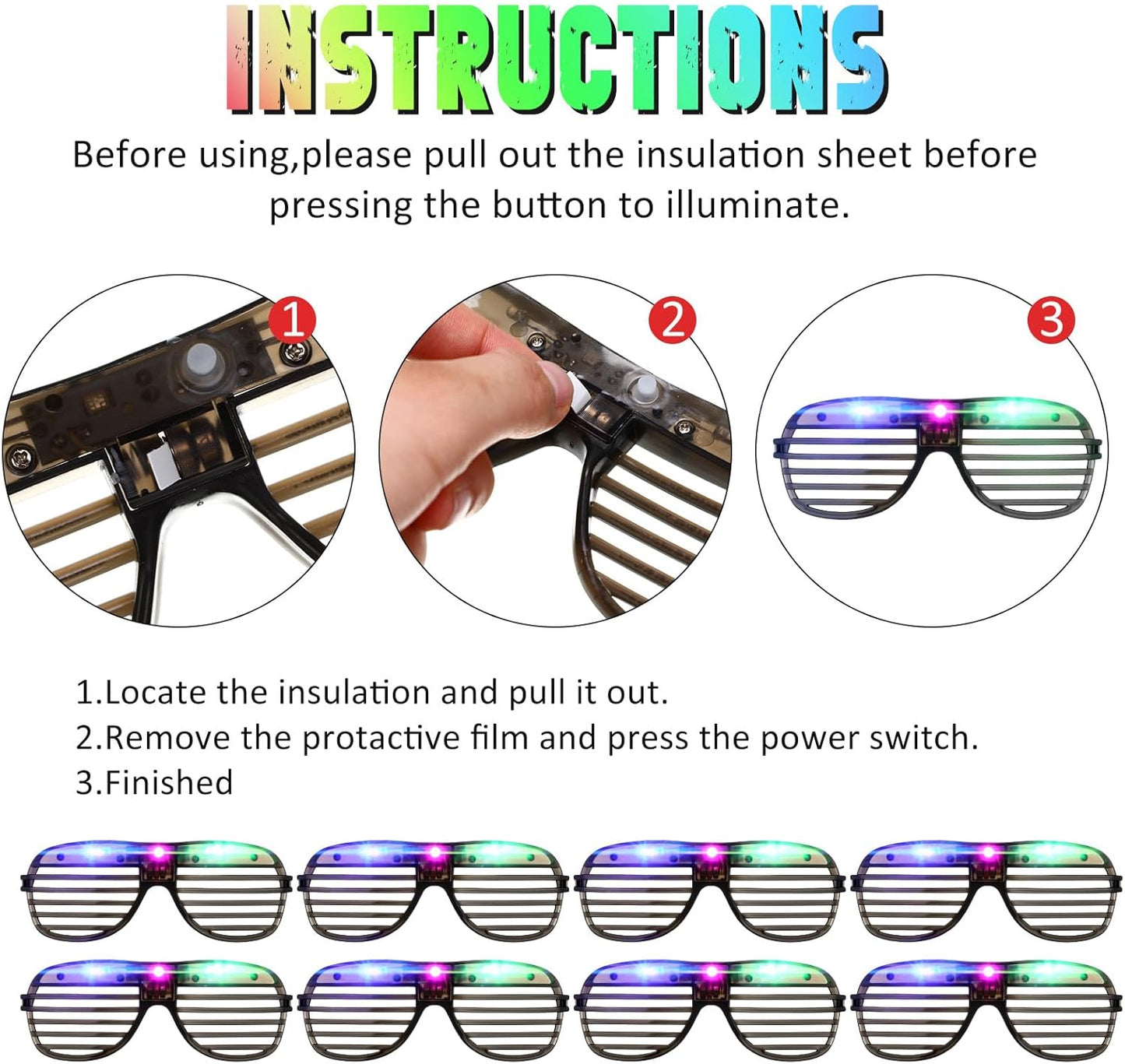 Honoson Halloween 120 LED Glasses Light up Glasses Glow in The Dark Party Supplies Neon Flashing Glow for Halloween
