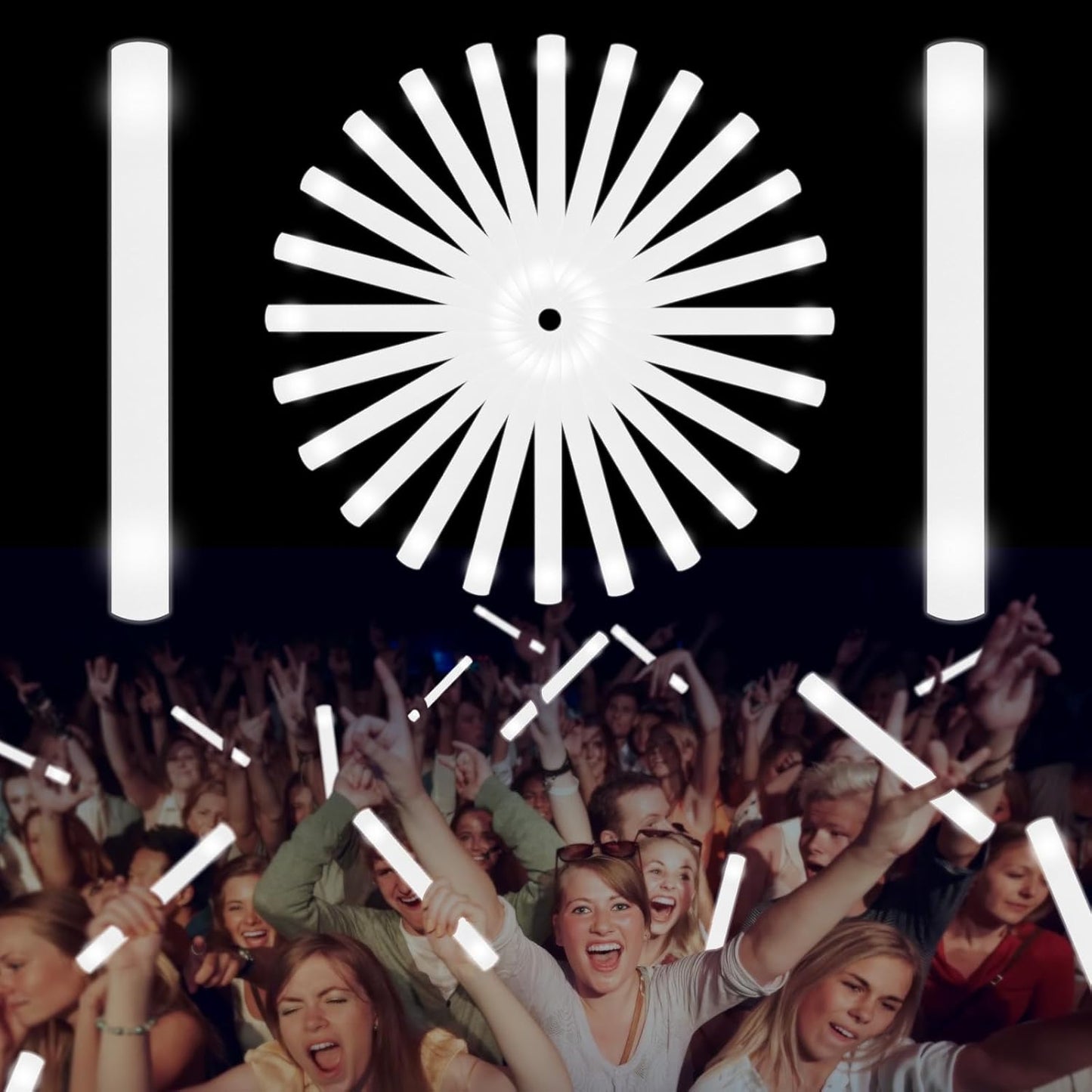 Glow Foam Wand, 36 Pcs White Giant LED Light Up Sticks 3 Modes Flashing Glowing Baton Wands Party Supplies for Wedding, Raves,Concert,Birthday,Christmas, Halloween,Sporting Events