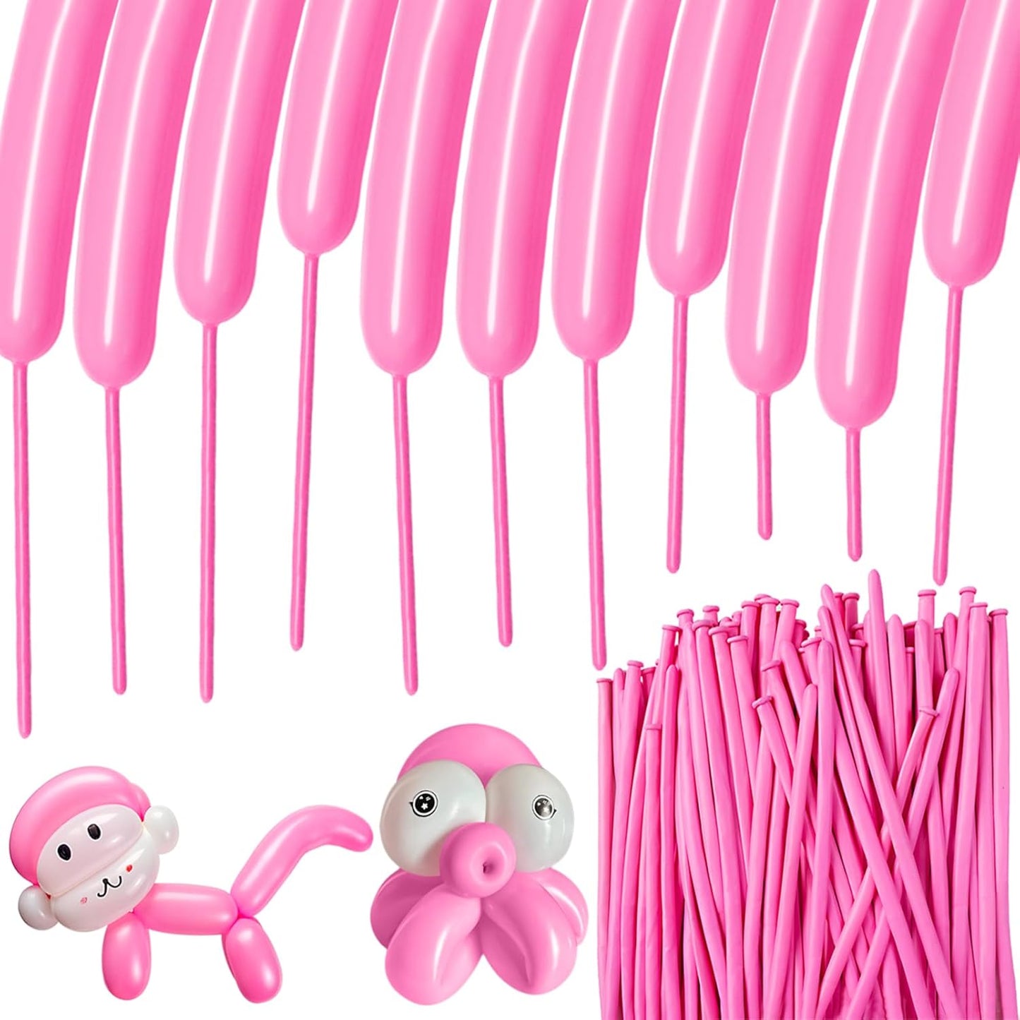 100Pcs Pink 260 Balloons, Long Balloon for Tying Balloon Arch, Long Skinny Balloons for Twisting Ballons Animal balloons Birthday Party Wedding Festival Decorations