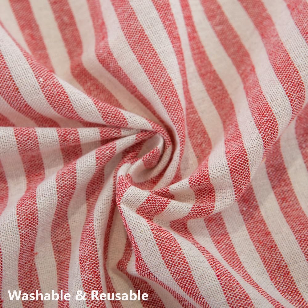 TruDelve Cloth Tablecloths Rectangular Red and White Striped Tablecloth Outdoor Picnic Table Cloth Rectangle Table Cover (Red,70"x55",Rectangular)