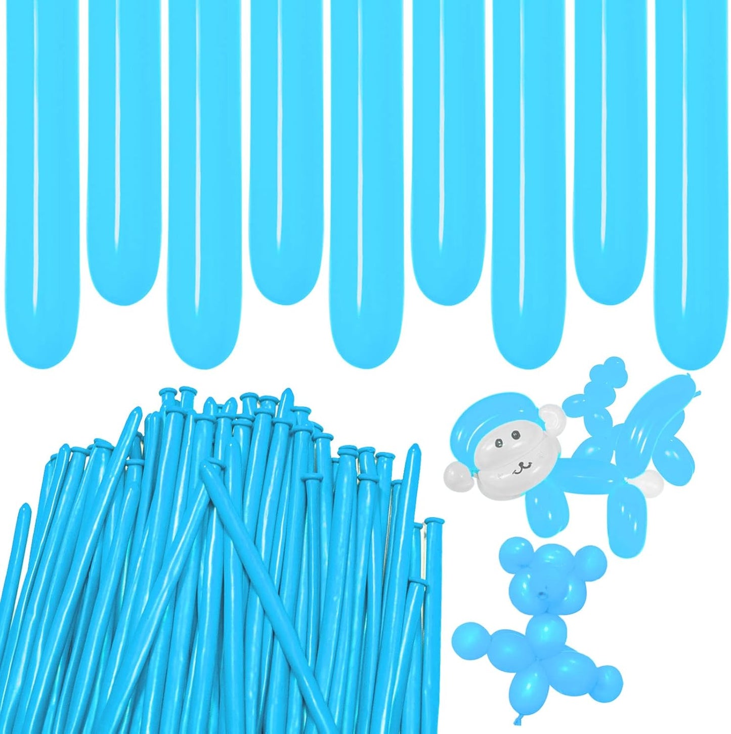 Light Blue Long Balloons Premium 260 Twisting Balloons Animals Magic for Birthday Kids Wedding Party Supply 100pcs