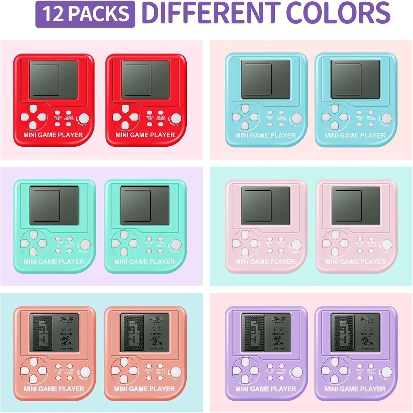 12Pcs Video Game Party Favors for Kids, Mini Game Keychain Arcade Party Favors Birthday Supplies Classroom Prizes for Boys and Girls