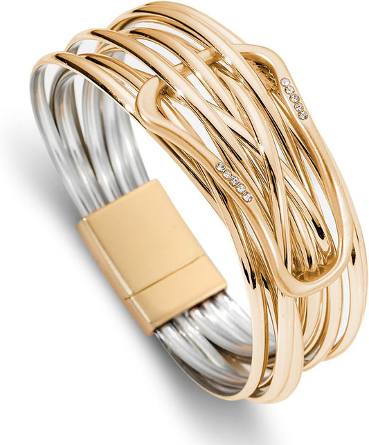 Fesciory Leopard Bracelet for Women, Boho Leather Wrap Multi-Layer Pearl Crystal Bracelet Bangle Jewelry