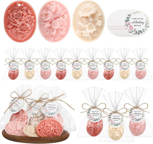 Demissle 20 Pcs Baby Shower Soap Favors Wildflowers Baby Shower in Bloom Flower Bath Soap Gift Set with White Greeting Card Handmade Gifts for Guests Decorations Supplies(Mixed Color,Elegant Style)