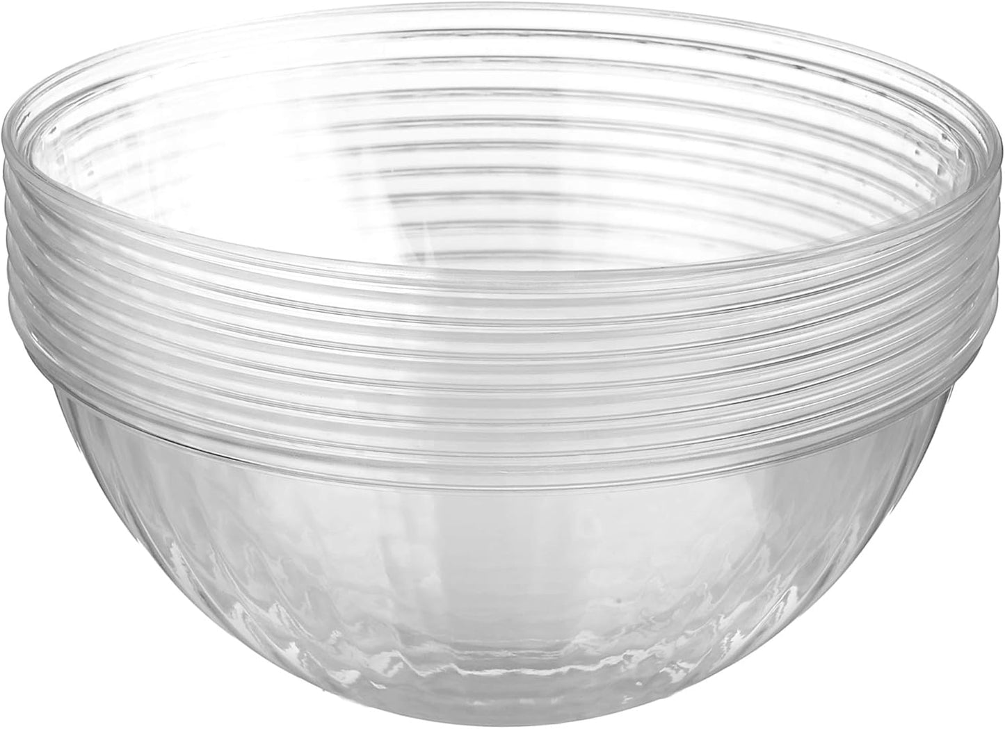 Prestee Clear Plastic Serving Bowls, 96 Oz. 6 Pack - Round Disposable Large Plastic Bowl, Punch, Party, Chip Bowl Containers for Candy, Salads, Parties, and Serving Food - Salad Bowls Dish for Eating