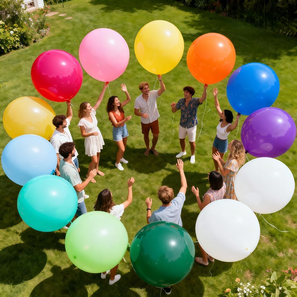 36 Pack 24 Inch Balloons Large Assorted Color Rainbow Latex Big Balloon 12 Kinds Colorful for Birthday Wedding Baby Shower Anniversaries Store Party Decorations