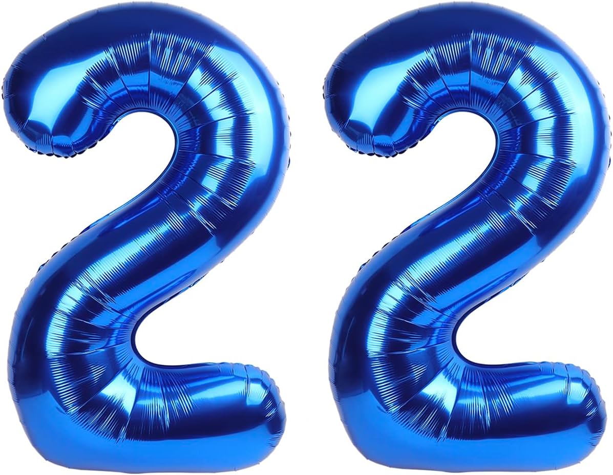 Navy Blue Number 22 Balloon 40 inch, 22 Number Balloons, 22nd Navy Blue Birthday Decorations, 22 Year Old Women Men Blue Party Supplies
