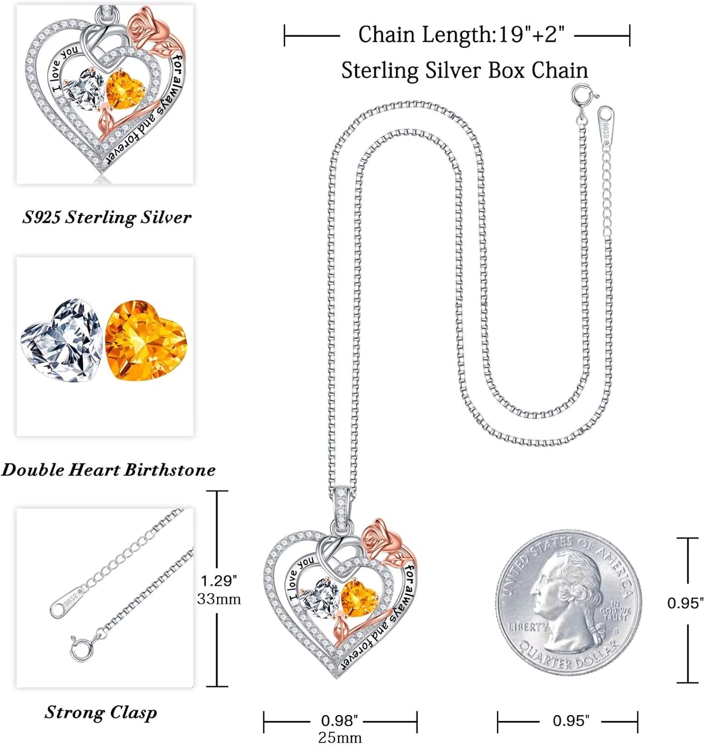 Iefil Christmas Gifts for Wife Women - 925 Sterling Silver Double Birthstone Necklace, Anniversary Birthday Gifts for Women, Jewelry Gift for Wife Girlfriend Mom Her