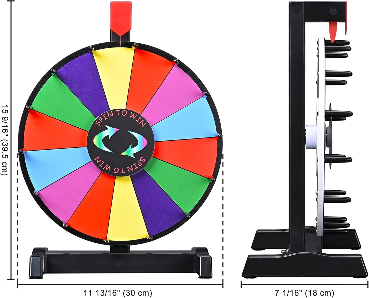 WinSpin 12" Prize Wheel Tabletop 14 Slots Heavy Duty Editable Spinning Wheel for Fortune Spinning Game Carnival & Tradeshow, Classic Series