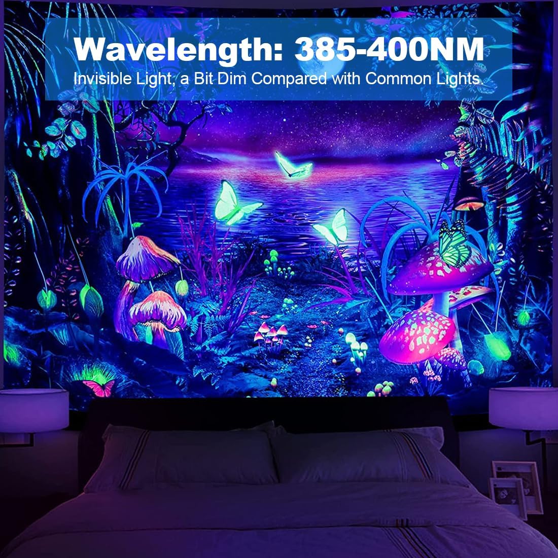 MELPO Black Light 80W Blacklight Flood Light Outdoor for Glow Party, Halloween Decoration, Body Paint, Fluorescent Poster, Stage Lighting，Neon Glow, IP66, US-Plug-Switch-5.9Ft Cord (2 Pack)