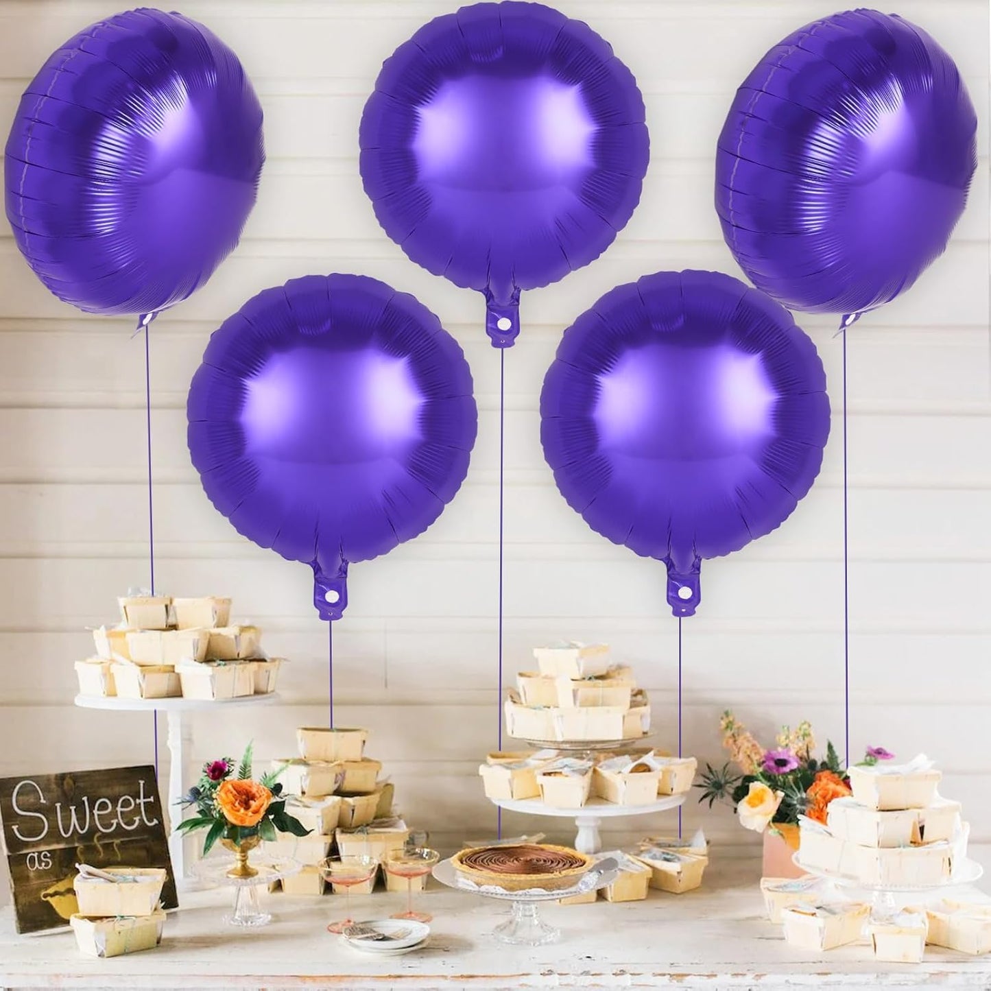 20 Pcs Purple Round Shaped Balloons,18 Inch Round Foil Balloon,Giant Round Mylar Balloon Helium Balloons for Birthday Party Baby Shower Wedding Decorations (Purple)