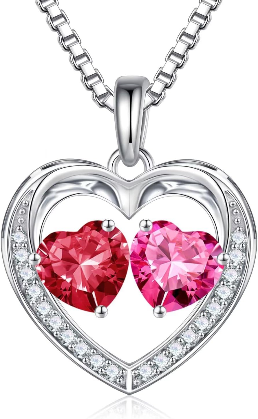 Iefil Christmas Gifts for Wife - 925 Sterling Silver Birthstone Necklace, Anniversary Birthday Gifts for Women, Stocking Stuffers for Women Wife Mom Daughter