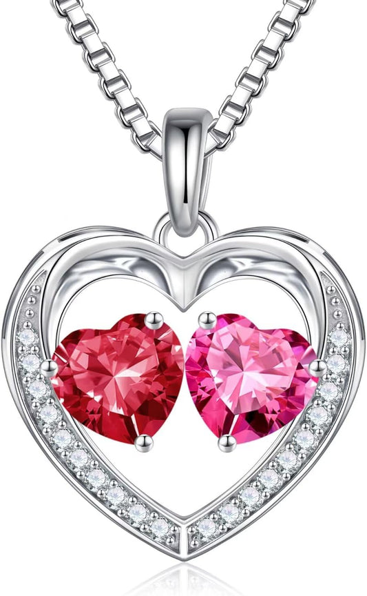 Iefil Christmas Gifts for Wife - 925 Sterling Silver Birthstone Necklace, Anniversary Birthday Gifts for Women, Stocking Stuffers for Women Wife Mom Daughter