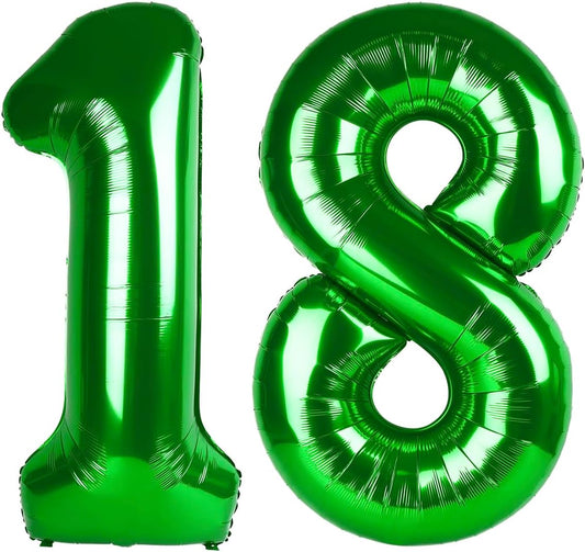 Green Number 18 Balloon 40 inch, 18 Number Balloons, 18th Green Birthday Decorations, 18 Year Old Girls Boys Party Supplies, St. Patrick's Day Games Theme Birthday Decorations
