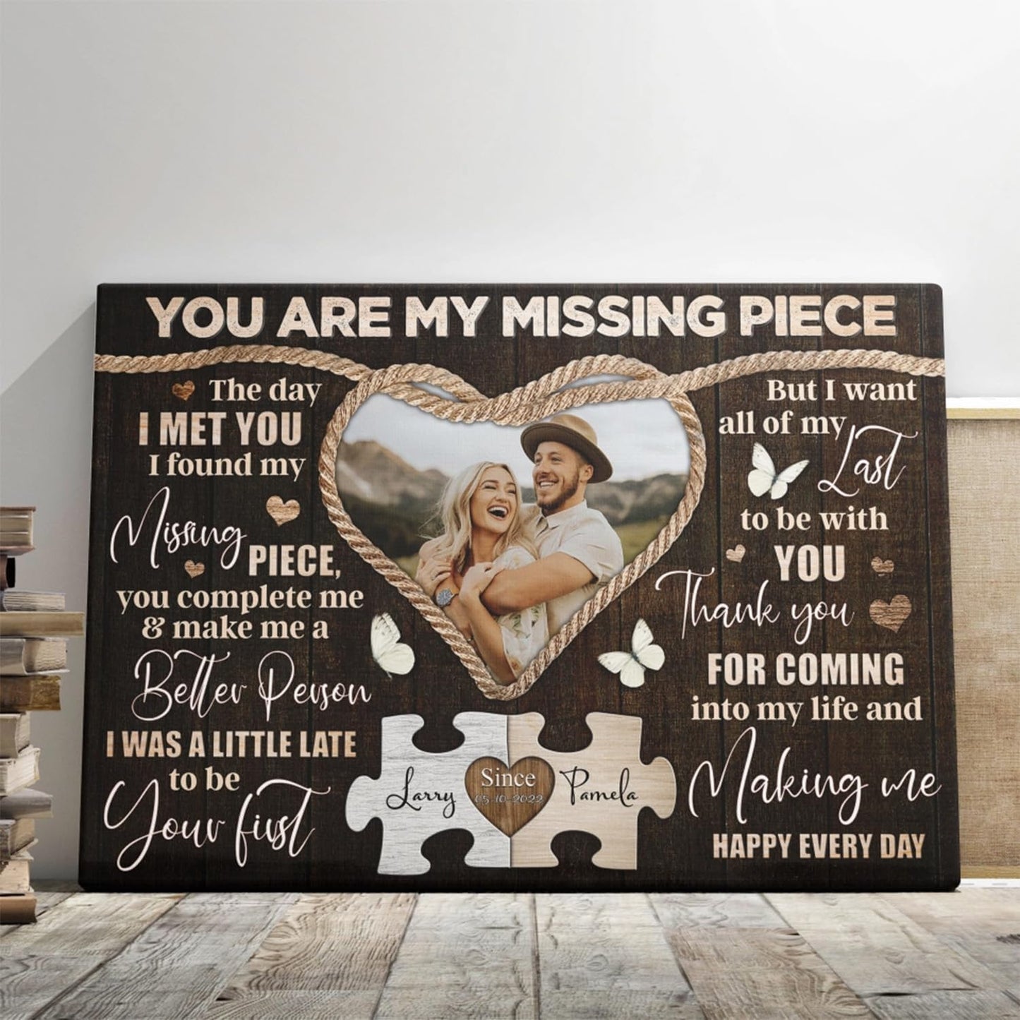 Dem Canvas Personalized Canvas Prints, Custom Photo And Name, You Are My Missing Piece, Wedding Gifts For Couple Anniversary Wedding Engagement Gift For Couples Canvas (30x20)